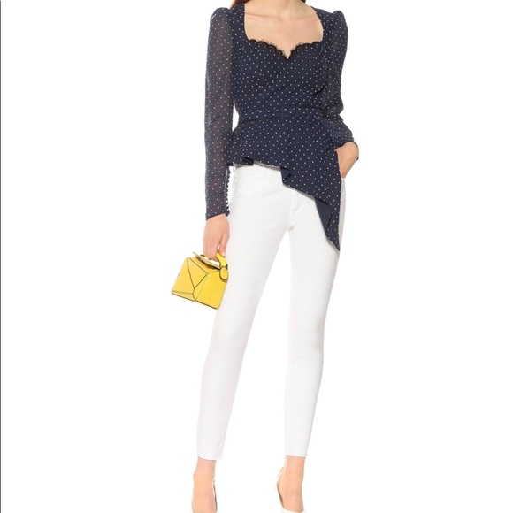 Self Portrait plumetis polka-dot belted peplum top - Picture 2 of 4